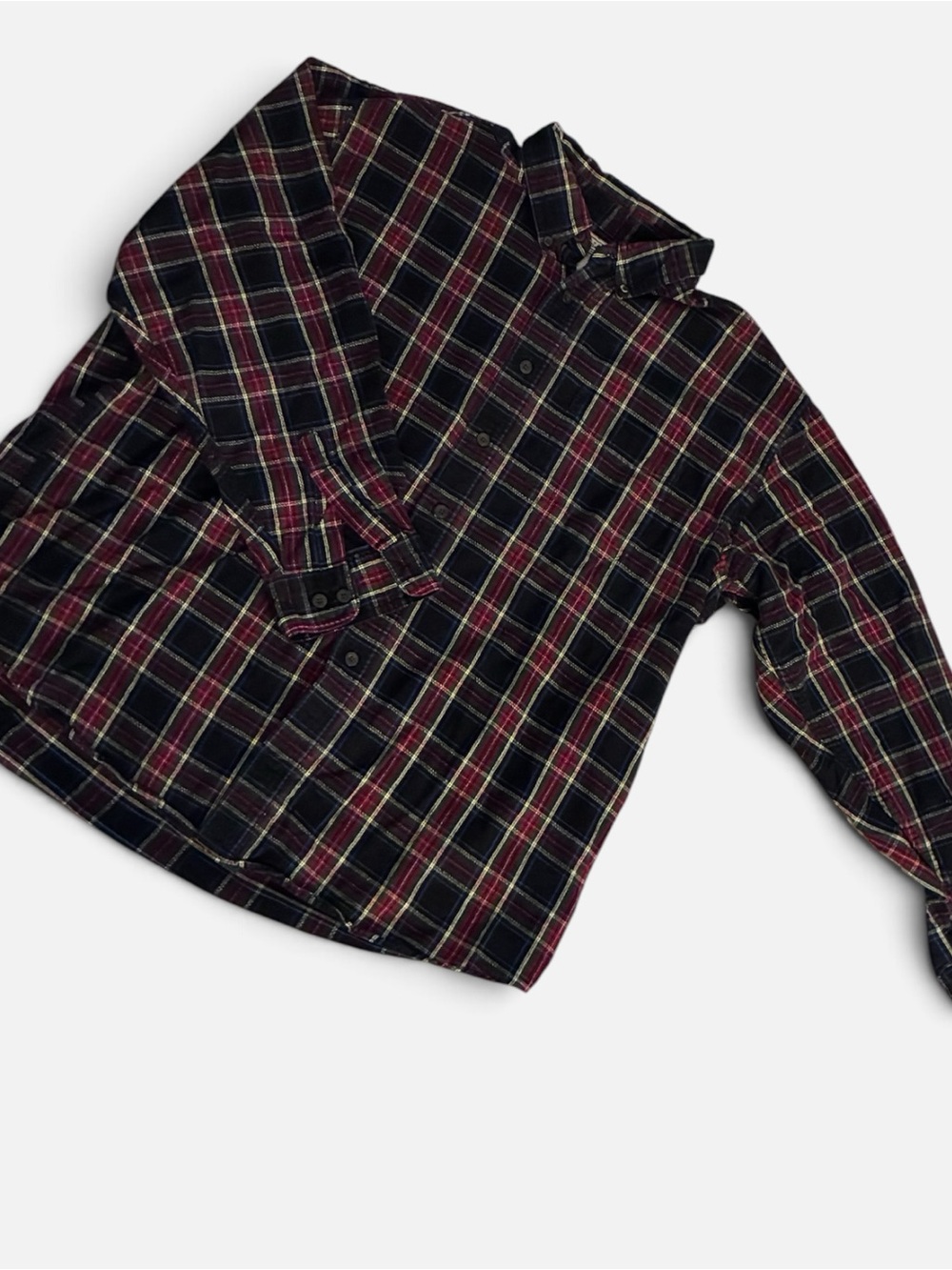 L.L. Bean Black, Red & Green Plaid Cotton Shirt